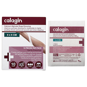 Calagin Calcium Alginate Dressing Non-Adherent 5cm x 5 cm 10 Pieces/Box - White x25