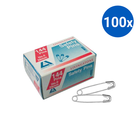 Livingstone Safety Pins No. 0 29mm 144/Box - Grey x100