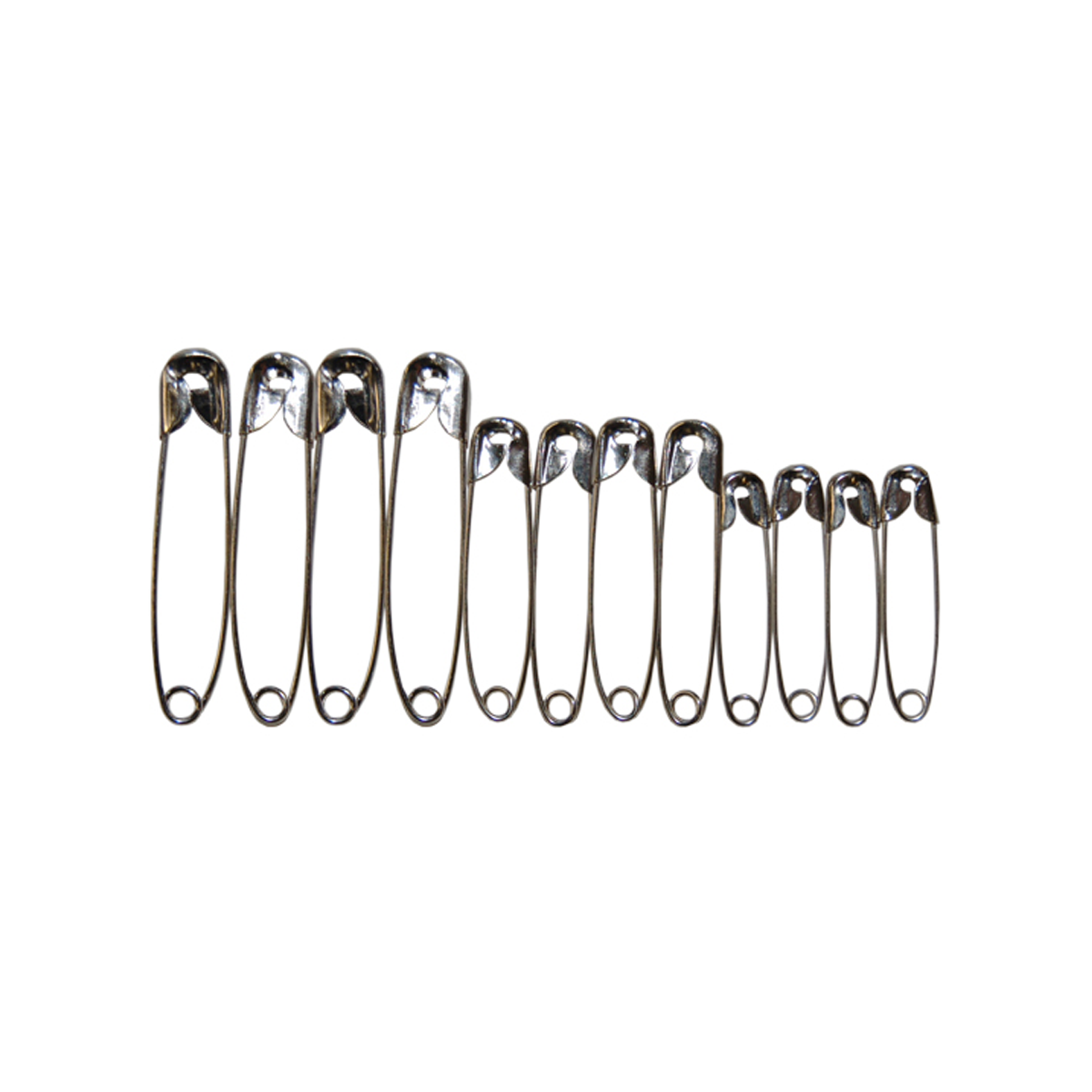 Livingstone Safety Pins 4 of Each Size No.1 - 27mm No. 2 - 38mm and No. 3 - 51mm 12/Bag 100 Bags/Box - Silver x5