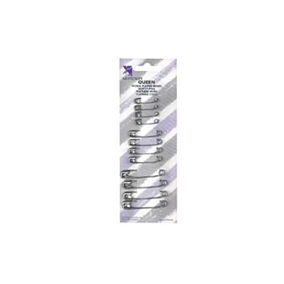 Queen Safety Pin with Coil Guard 12/Card - Silver x250