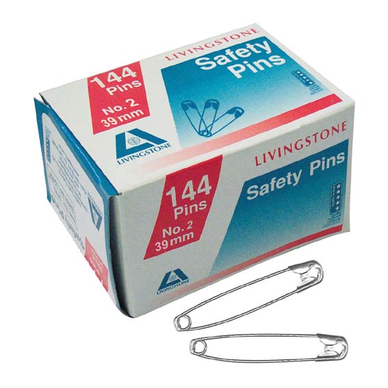 Livingstone Safety Pins No. 2 38mm 144 Pins/Box - Silver x40