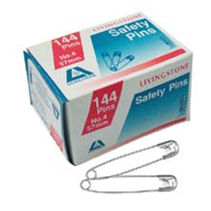 Livingstone Safety Pins No.4 59mm 12 Pins/Pack - White x260