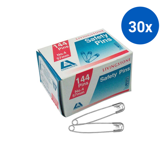 Livingstone Safety Pins No. 4 (57mm) Small Loose Pack 144 Pcs/Box - Silver x30