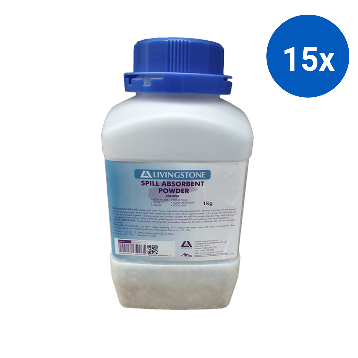 Livingstone Body Fluid and Infectious Waste Absorbent Powder 1 Kg/Bottle - White x15