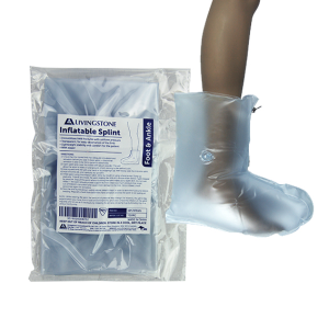 Livingstone Inflatable Splint Foot & Ankle Emergency Trauma Immobilizer with Clear PVC Wrap and Nylon Pack - Clear x15
