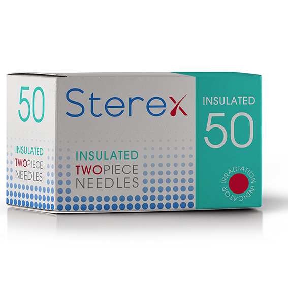 Sterex Insulated Electrolysis Needles 4F 2-Piece Short 50/Box - Silver x5
