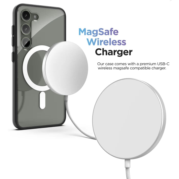 Encased Clear MagSafe Case Samsung Galaxy S23+ Plus with Portable MagSafe Charger - Black