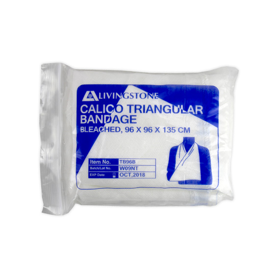 Livingstone Triangular Bandage Bleached Calico 96 x 96 x 135cm - White x190