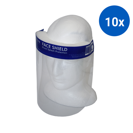 Livingstone Full Face Shield TGA 32x24.2cm Anti Fog with Foam Pad and Elastic Head Band 40/Carton - Blue x10