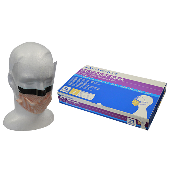 Liv Face Mask with Visor Level 3 with Foam Strip Earloop 25/Box - Orange x10