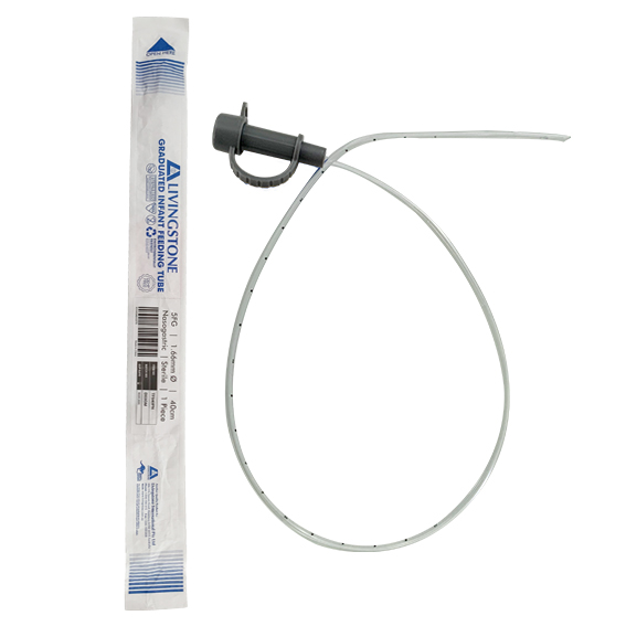 Livingstone Infant Feeding Tube 5FG Diameter: 1.66mm 40cm Graduated Sterile Nasogastric - White x375
