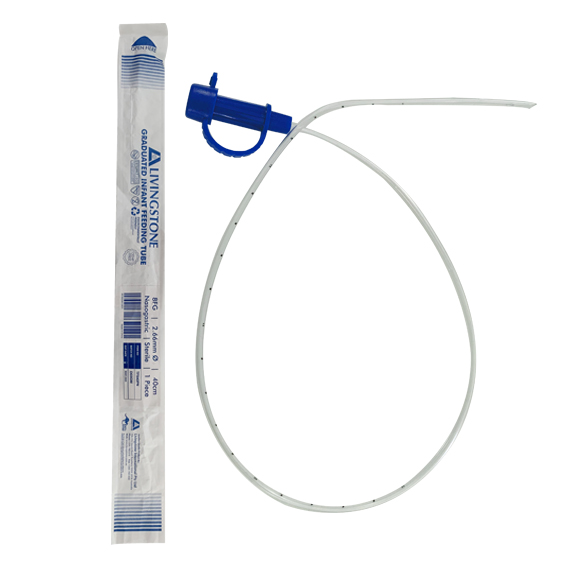 Livingstone Infant Feeding Tube 8FG Diameter: 2.66mm 40cm Graduated Sterile Nasogastric - White x375
