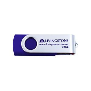 Livingstone USB Flash Drive 32GB 3.0 High Speed Data Transfer - Blue/Silver x30