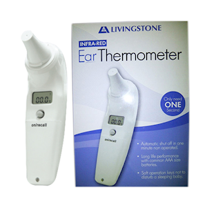 Livingstone Infrared Ear Thermometer with 20 Probe Covers - White