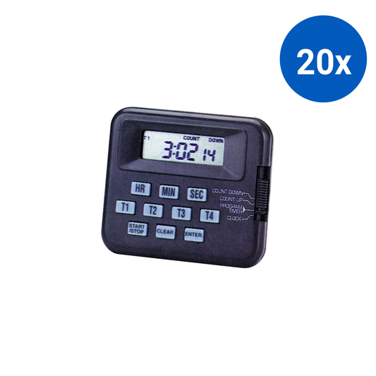 Livingstone Programmable LCD Timer Clock with Alarm - Charcoal x20