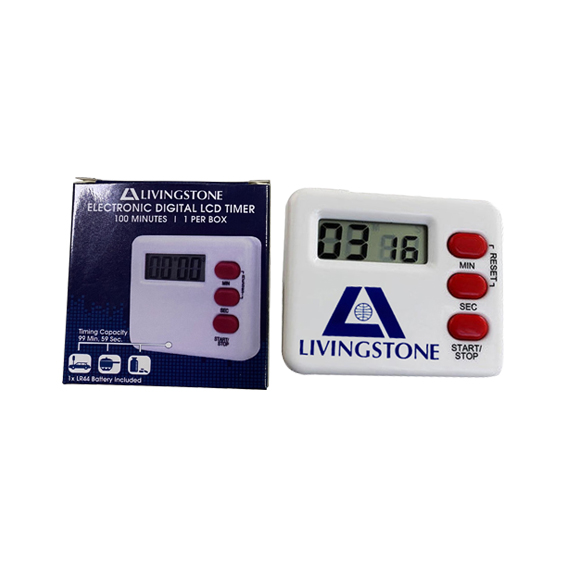 Livingstone Electronic Digital LCD Timer with Stopwatch Function 100 Minutes (Battery included) - White x20