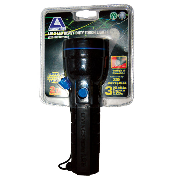 Livingstone 3 LED Heavy Duty Torch Light (2 D-size Battery Sold Separately) - Black x40