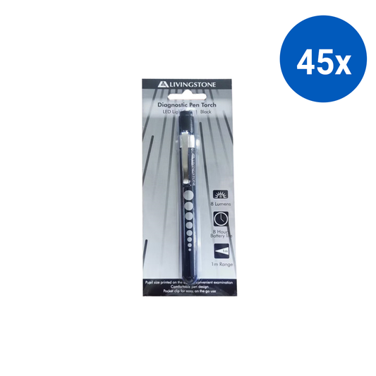 Livingstone Diagnostic Exam Pen Torch LED Light 2 AAA Batteries Sold Separately - Black x45