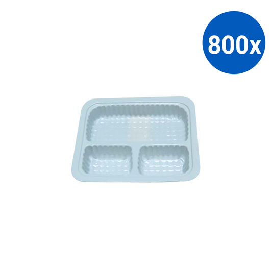 Disposable Standard Tray 3 Compartment 125x110x25mm - White x800