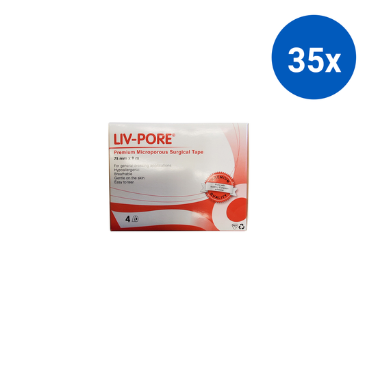 Liv-Pore Premium Microporous Surgical Paper Tape 75mm x 9m 4/Box - White x35