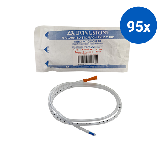 Livingstone Graduated Stomach Duodenal Ryles Tube with X-Ray Opaque Tip 16FG 5.33mm 122cm Sterile - Orange x95