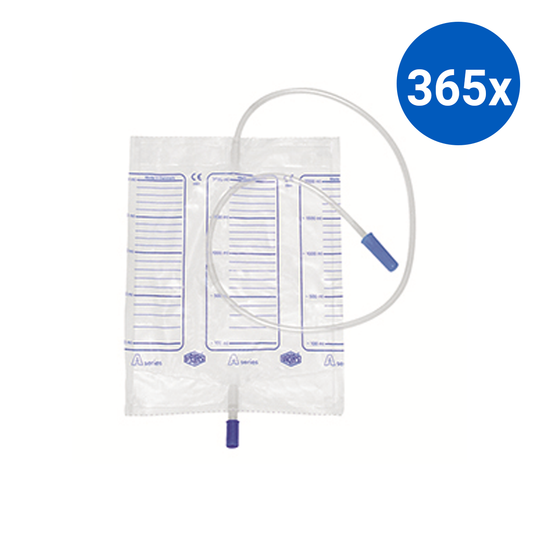 Livingstone Drainage Urine Bag 2L Graduated Push Pull Bottom Outlet and Non-Return Valve - Clear x365