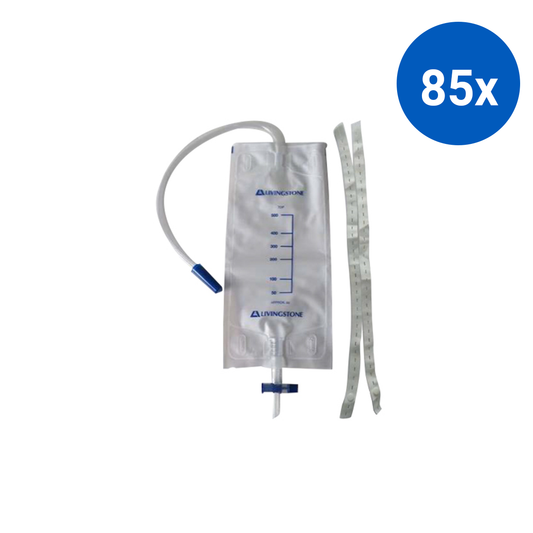 Livingstone Drainage Leg Urine Bag 500ml Graduated with Bottom Outlet Sterile - Clear x85