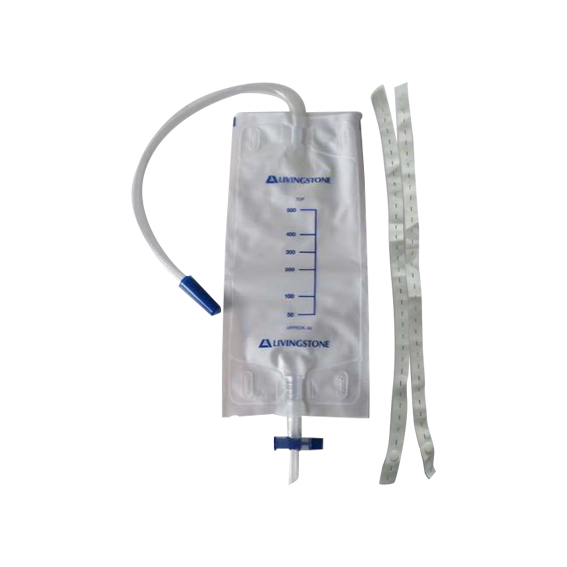 Livingstone Drainage Leg Urine Bag 500ml Graduated with Bottom Outlet Sterile - Clear x85