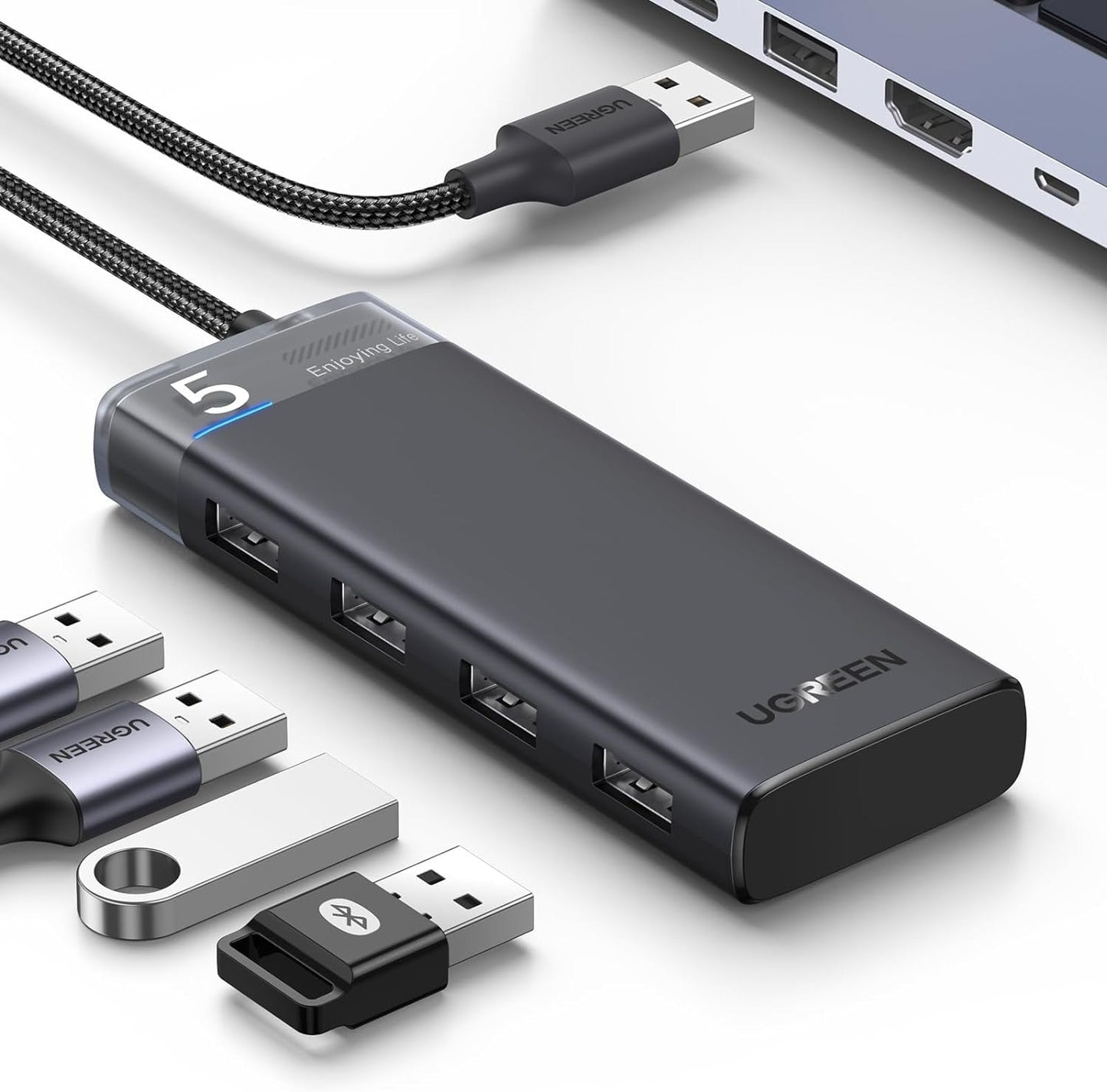 UGREEN 4-Port USB 3.2 Gen 1 Data Transfer Hub with Silver