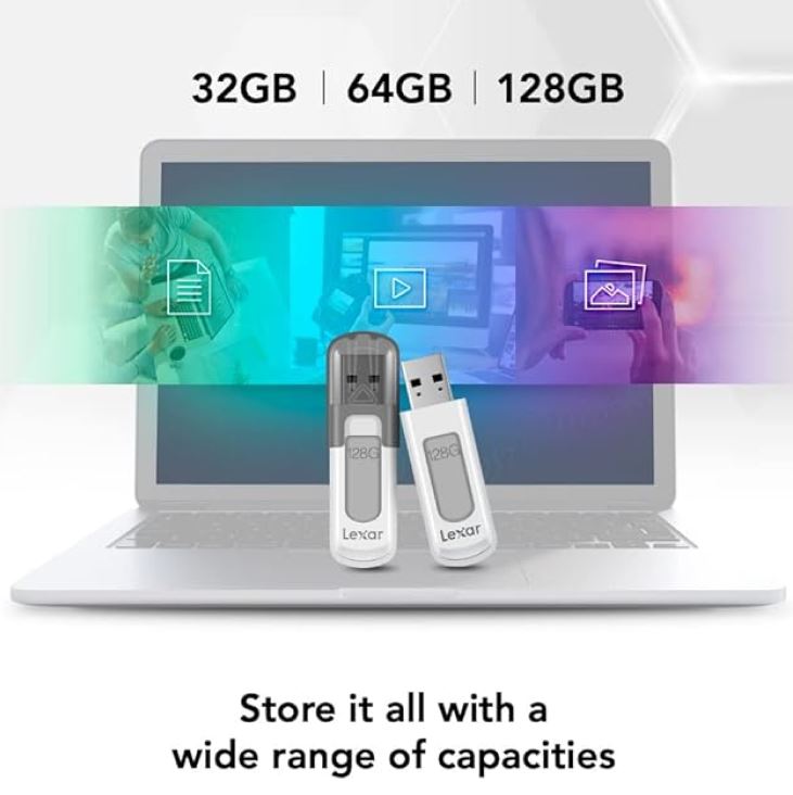 Lexar V100 128GB JumpDrive USB3.0 Flash Drive - White