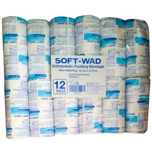 SOFT-WAD Orthopaedic Undercast Padding Bandage 15cm x 2.75m Non-Adhering Absorbent Non-Sterile 12/Pack - White x10