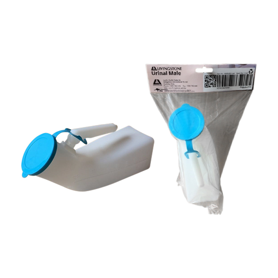 Livingstone Urinal Male with Snap-On Lid 1000ml Graduated HDPE - White x35