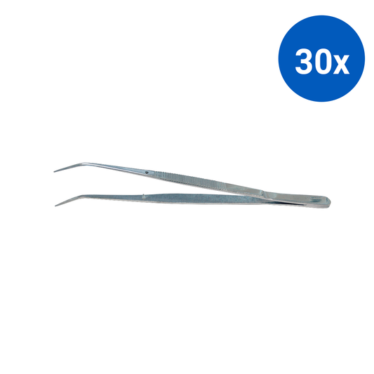 Livingstone Dental Tweezers Forceps 15cm Angled with Pin Stainless Steel - Silver x30