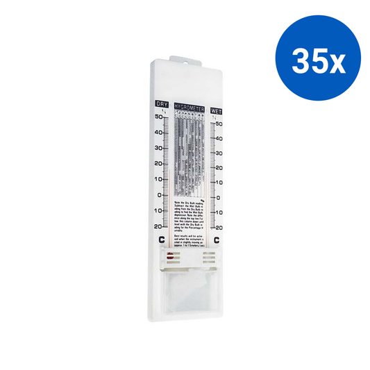Livingstone Hygrometer Wet and Dry Bulb -20 to 50 Degrees Celcius Temp Range - White x35