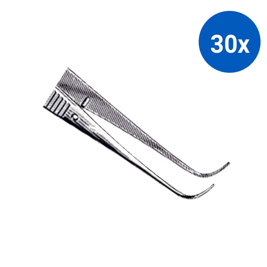Livingstone Iris Tweezers with Pin Curved - Silver x30