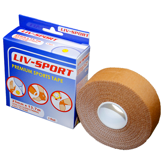 Liv-Sport Premium Rigid Strapping Sports Tape 25mm x 13.7m - Skin Color Fabric x65
