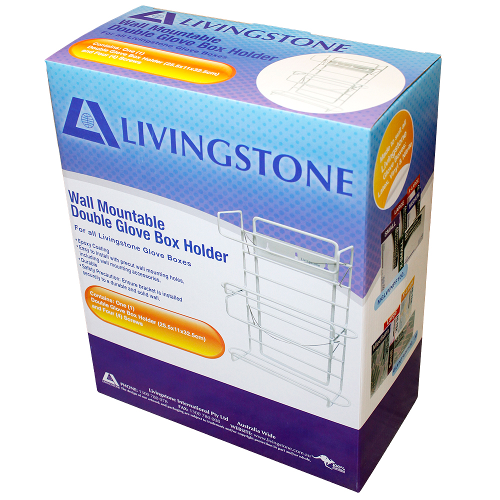 Livingstone Double Gloves Box Holder or Dispenser - White x15