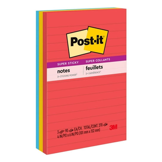 Post‑It Super Sticky Lined Notes Marrakesh 101 x 152mm 3‑Pack