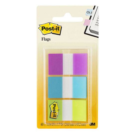 Post‑It Flags Bright Colours 25 x 43mm 3‑Pack Box of 6