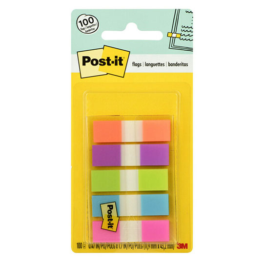 Post‑It Flags 5 Colours 12 x 43mm 100‑Pack Box of 6