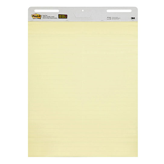 Post‑It Lined Easel Pads Canary Yellow 635 x 762mm Box of 2