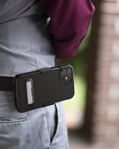 Encased Slimline Case iPhone 12 Mini with Belt Clip Holster - Black