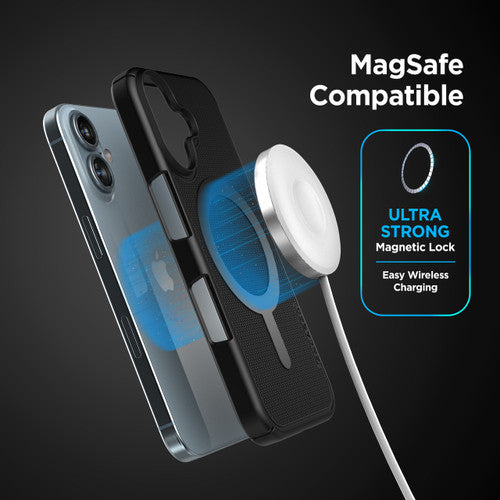 Encased Slimline Case iPhone 16 with Tempered Glass - Black