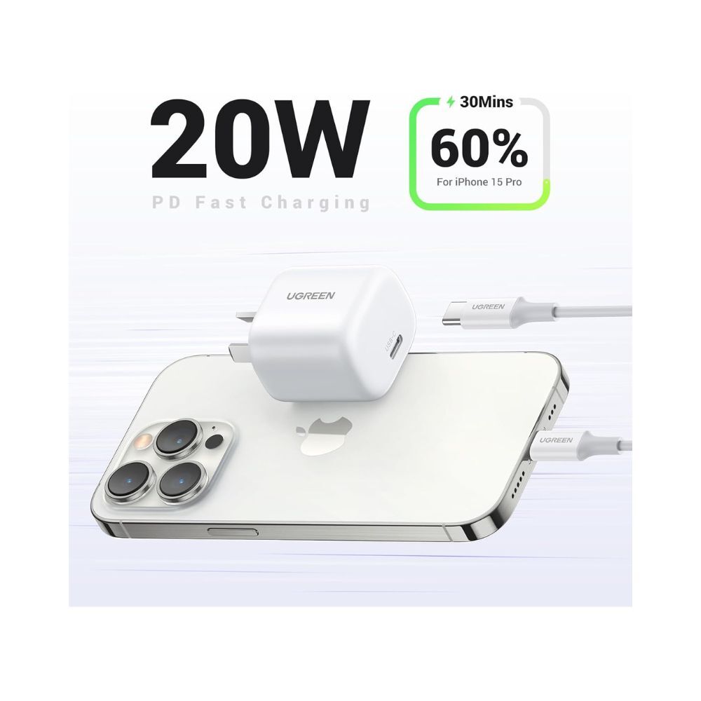 UGREEN 20W USB C Charger with Power Supply PD 3.0 White
