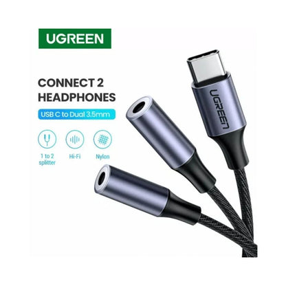 UGREEN USB-C to 3.5mm SplitterUSBC Male-2x3.5MM Female Jack