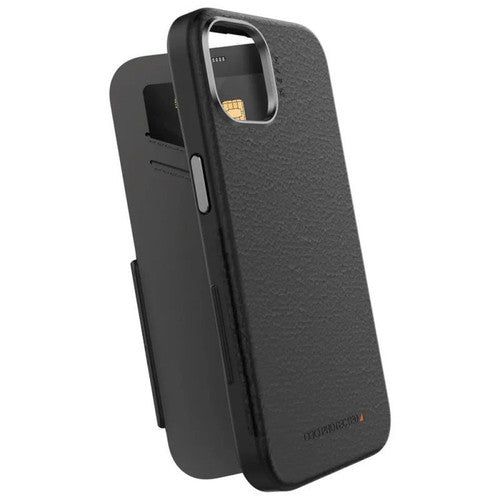 EFM Monaco D3O Leather Wallet Case Armour iPhone 14 Plus - Black/Space Grey