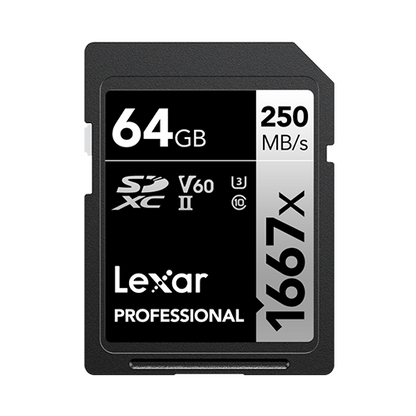 Lexar Professional 1667x SDXC UHS-II Card 64 GB- Silver