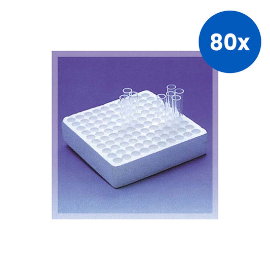 Aptaca Test Tube Tray 220x220x50mm for up to 12mm Diameter 100 Position - White x80