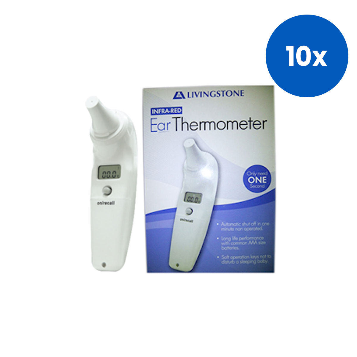 Livingstone Infrared Ear Thermometer with 20 Probe Covers - White
