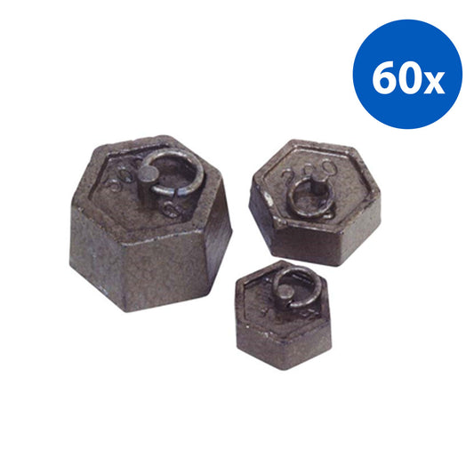 Mass, Cast Iron, 200g, Hexagonal, with Ring - Black x60